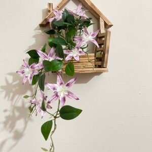 Wooden wall decor made of kerosin wood (10x10 inch) with imported artificial flower, handcrafted smooth finish wall hanging for home interior.
